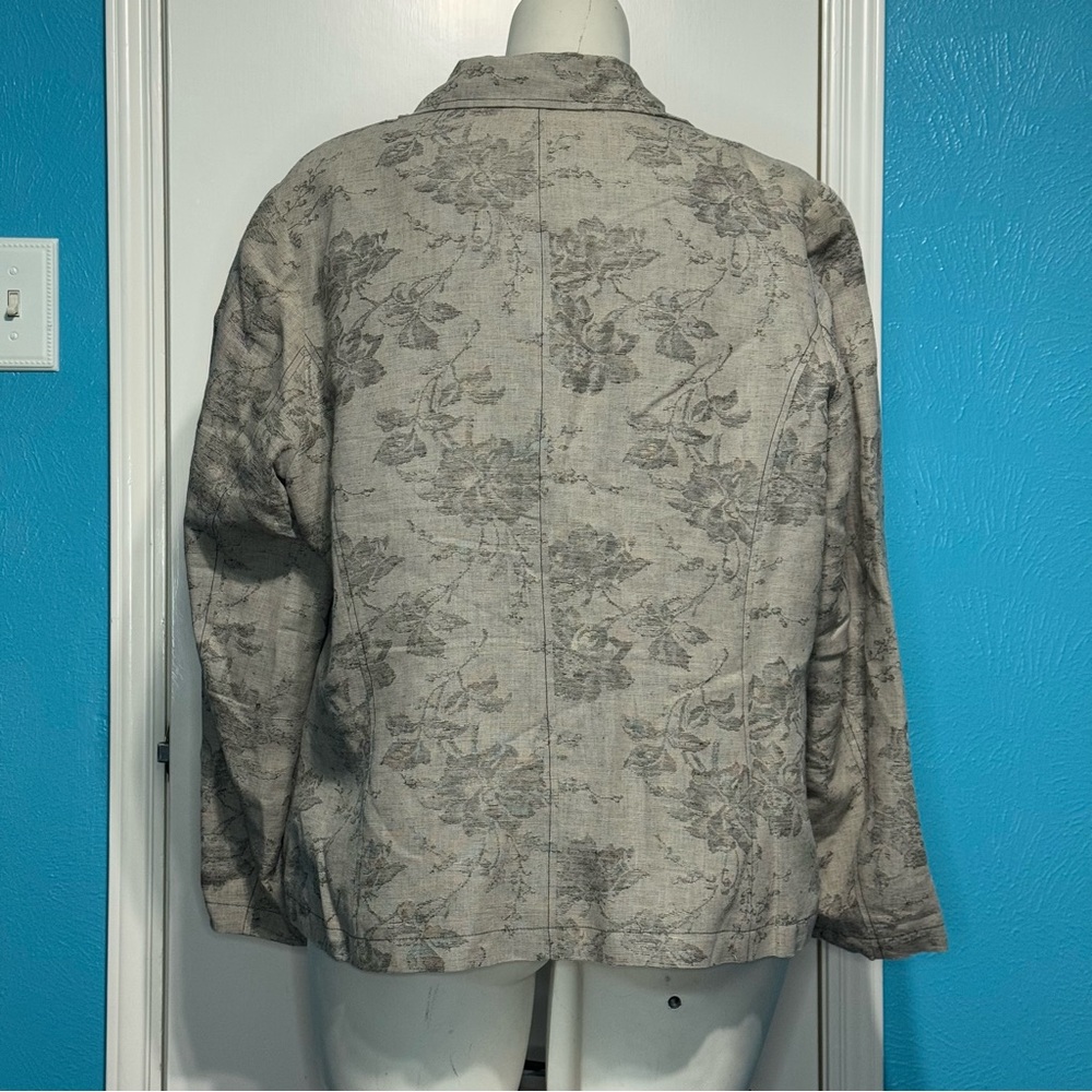 Coldwater Creek Gray one button Blazer with unique floral Pattern 2 pockets 2X - Picture 8 of 16